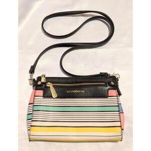 Liz Claiborne Women's Multicolor Vegan Leather Striped Crossbody Bag Purse